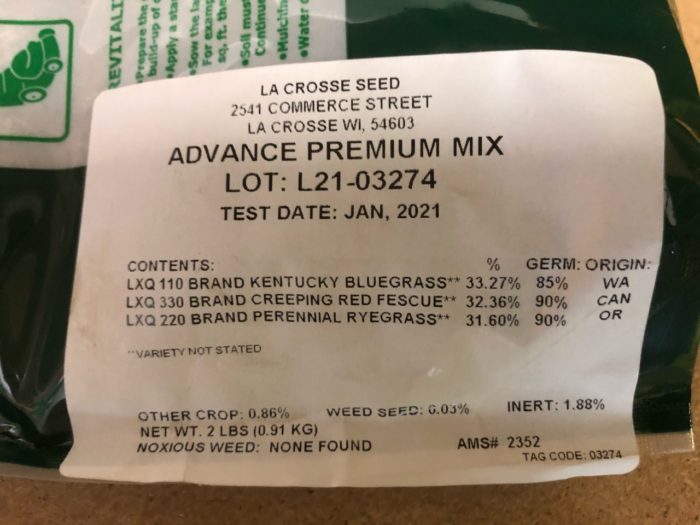 Grass Seed - Premium Mix label